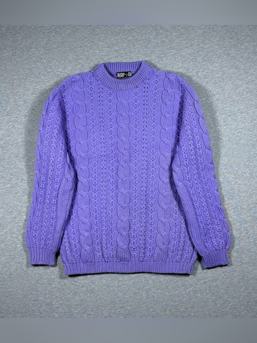 Vintage Meister Knit Austria Wool Sweater Cable Knit Lavender Purple Womens Med